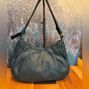 FERCHI Spain Vintage Soft Leather Pleated Hobo Bag: Forest Green (EUC)